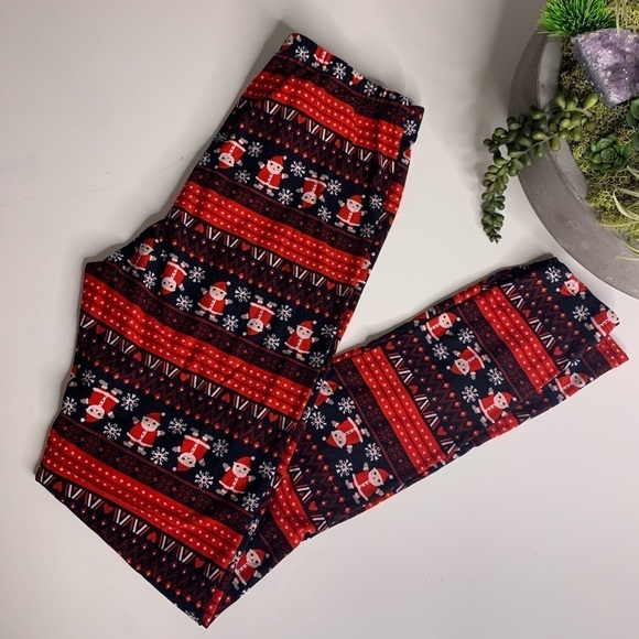 Just One Soft Cozy Stretch Winter Santa Legging Large - Picture 5 of 6
